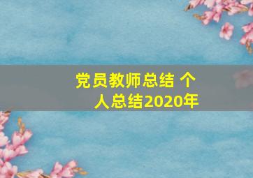 党员教师总结 个人总结2020年